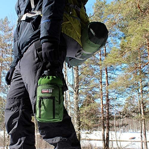 Wild Wolf Outfitters - #1 Best Water Bottle Holder for 64 oz Bottles - Carry, Protect and Insulate Your Flask with This Military Grade Carrier w/ 2 Pockets and an Adjustable Padded Shoulder Strap.