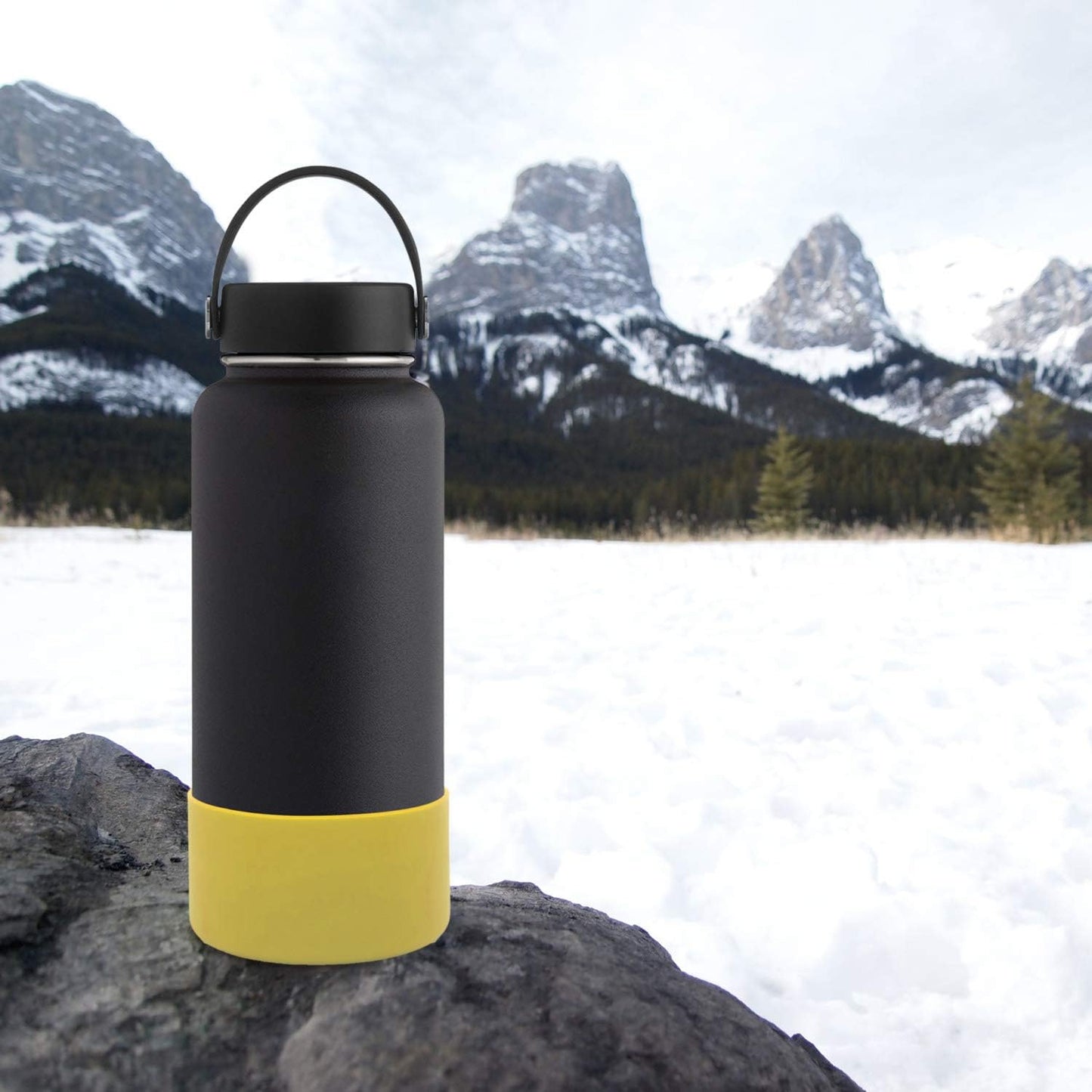 Flaskars Protective Silicone Boot for 12oz - 40 oz Hydroflask Water Bottles Anti-Slip Bottom Stanley Sleeve Cover Bumper (Black, Fits Hydroflask 32 and 40 OZ)