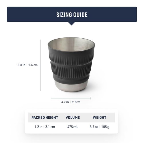 Sea to Summit Detour Stainless Steel Collapsible 16 Ounce Camp Mug, Bombay Brown