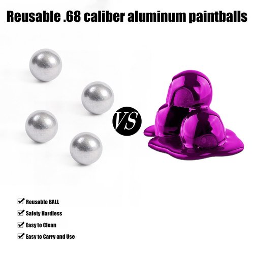 Buffalo Warrior 100 Pcs 7.3g Tough Aluminum Ammo Non-Lethal Solid Paintball 68 Caliber self-Defense Ball Kinetic Energy Projectile Home Defense and Target Practice, Suitable for Byrna SD, HD and LE