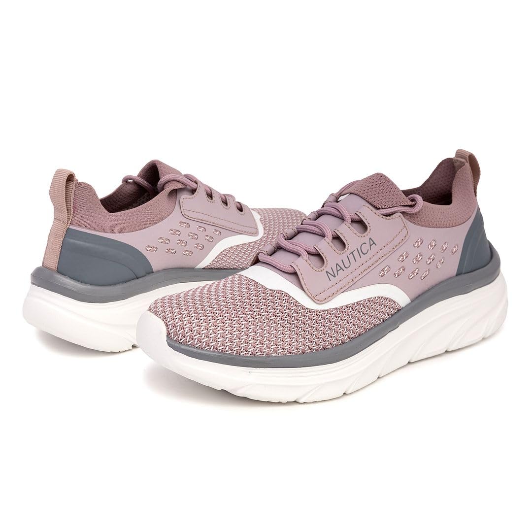 Nautica Women's Fashion Sneaker Lace-Up Running Shoe Casual Max Cushioning Walking Tennis Sneaker-Seracen-Light Lilac-10