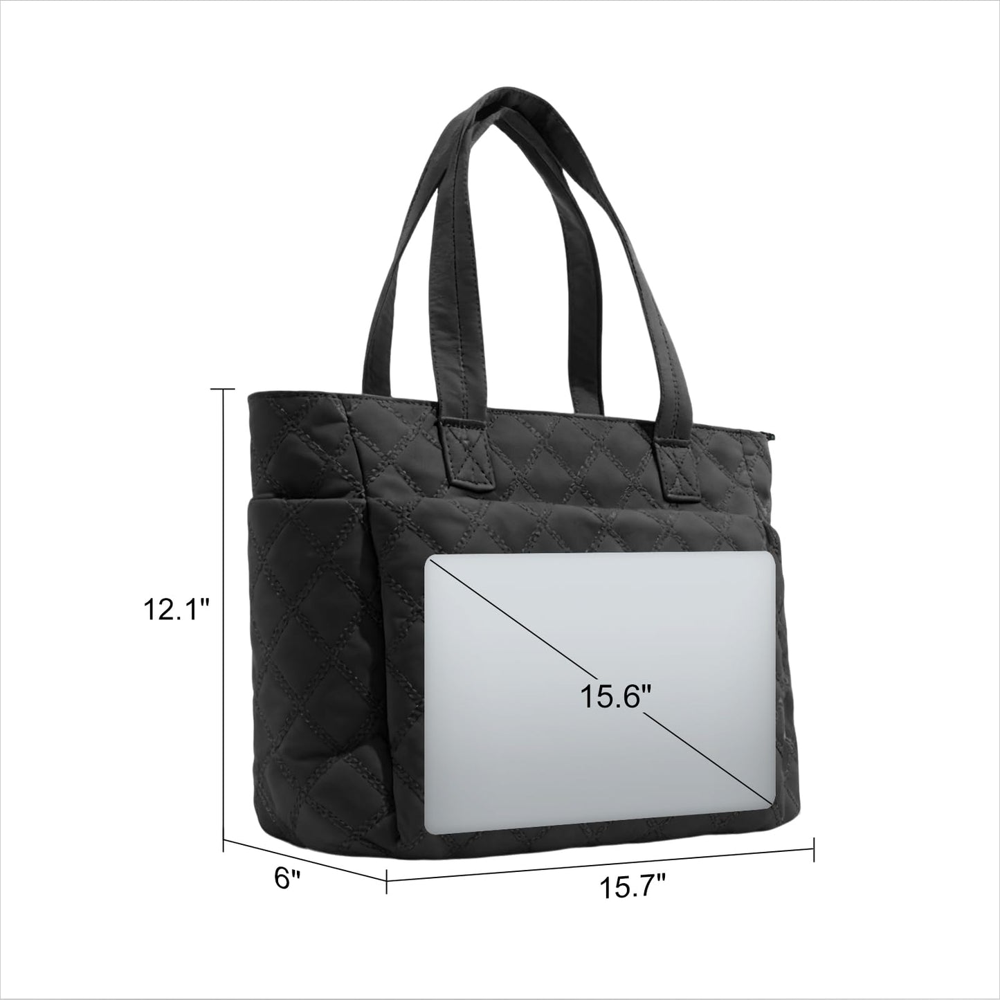 TRIOBASE Tote Bag for Women,Lightweight Quilted Handbag with Compartments,Puffer Shoulder Tote Bag with Zipper for Work,Travel,Gym
