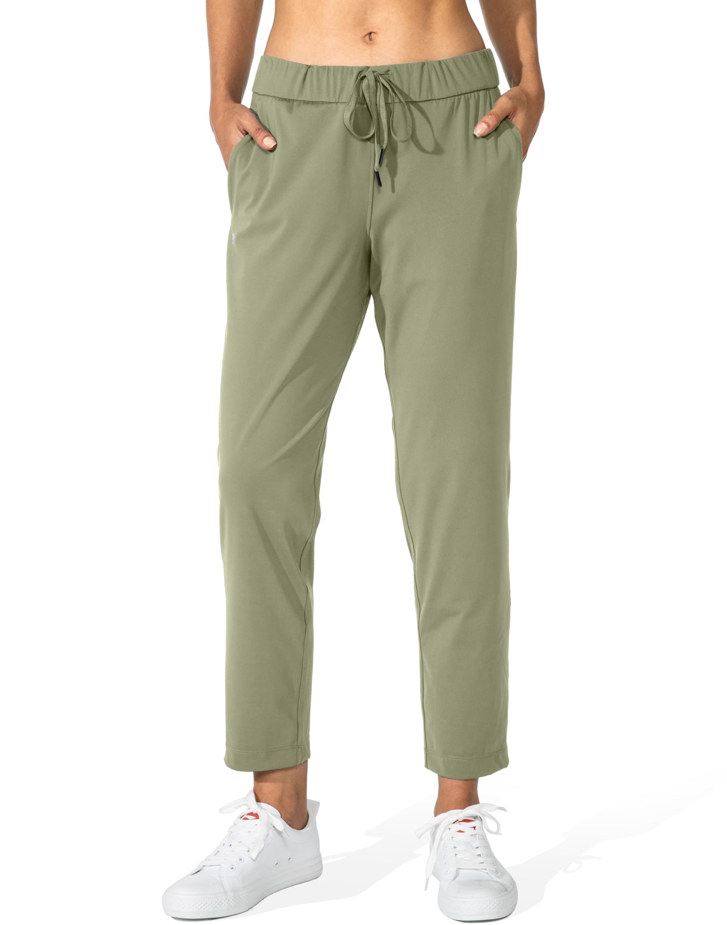 G Gradual Women's Pants with Deep Pockets 7/8 Stretch Sweatpants for Women Athletic, Golf, Lounge, Work (Matcha Green, Large)