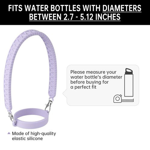 NiHome Silicone Water Bottle Handle with Anti-Spill Stopper Kit - Compatible with Stanley 1.0 & 2.0, Fits 2.7-5.12 Inch Diameter for Easy Carrying On-The-Go (Purple)