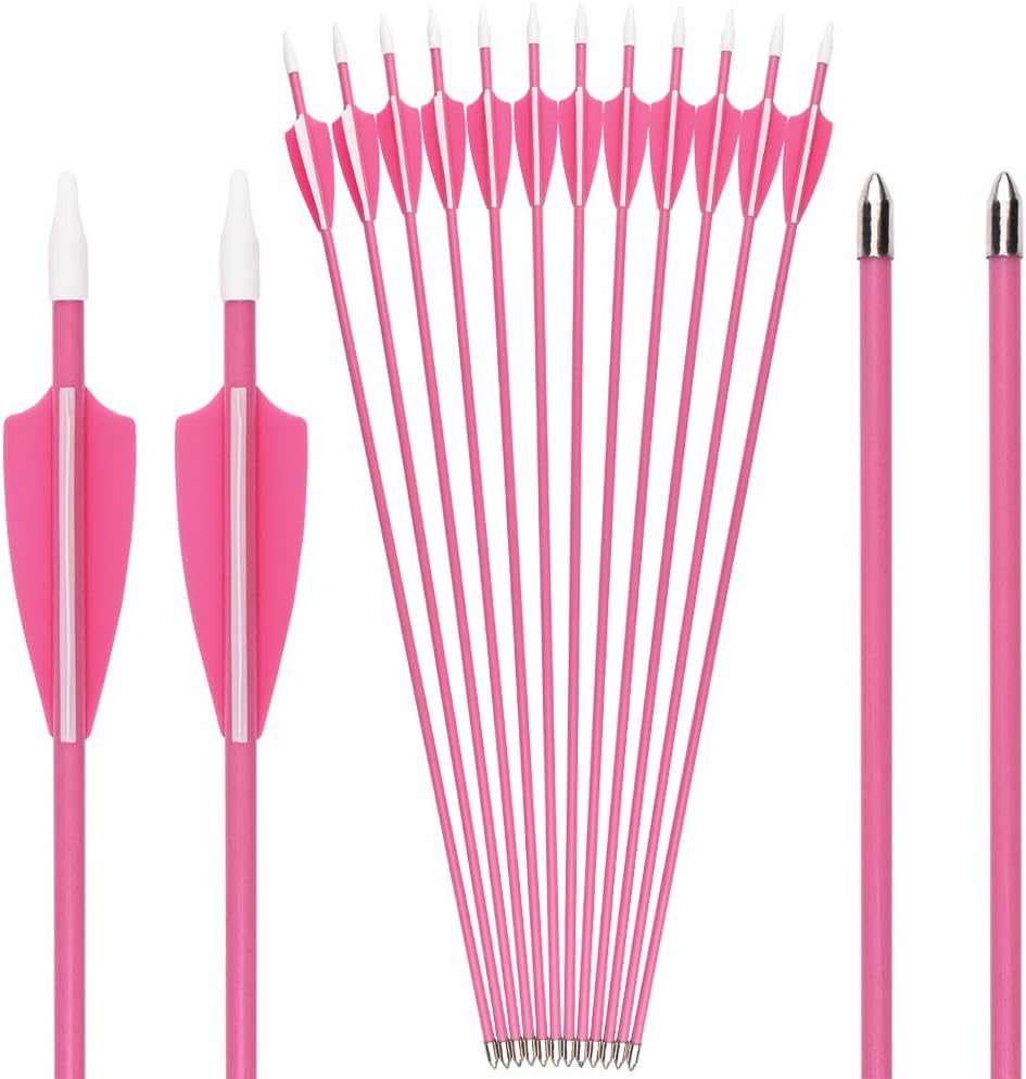 Archery Youth 24 26 Inch Fiberglass Archery Targeting Arrows for Youth Practise Recurvebow Compound Bow Shooting