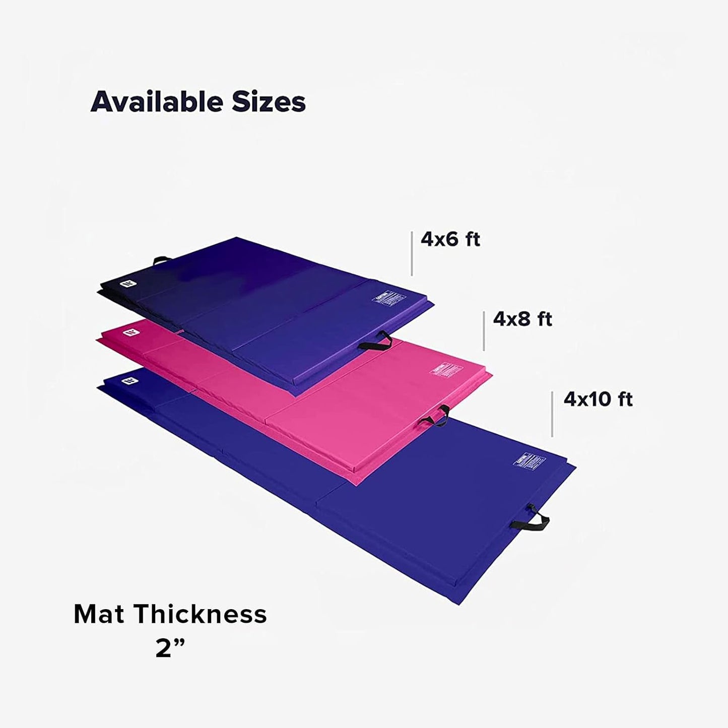 4ft x 10ft x 2in Fitness Mat - Lightweight, Foldable Exercise Mat for Personal Use