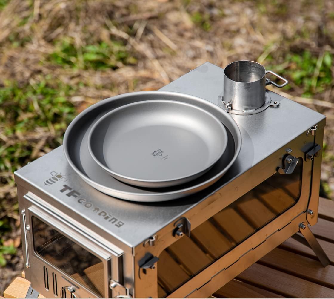 KAPILA Titanium Camping Plate, Dish, Portable Ti Cookware, Ultralight Dinnerware Piece for Backpacking & Camping, Anti-Rust and Easy to Clean for Hiking Picnic (1000ml)