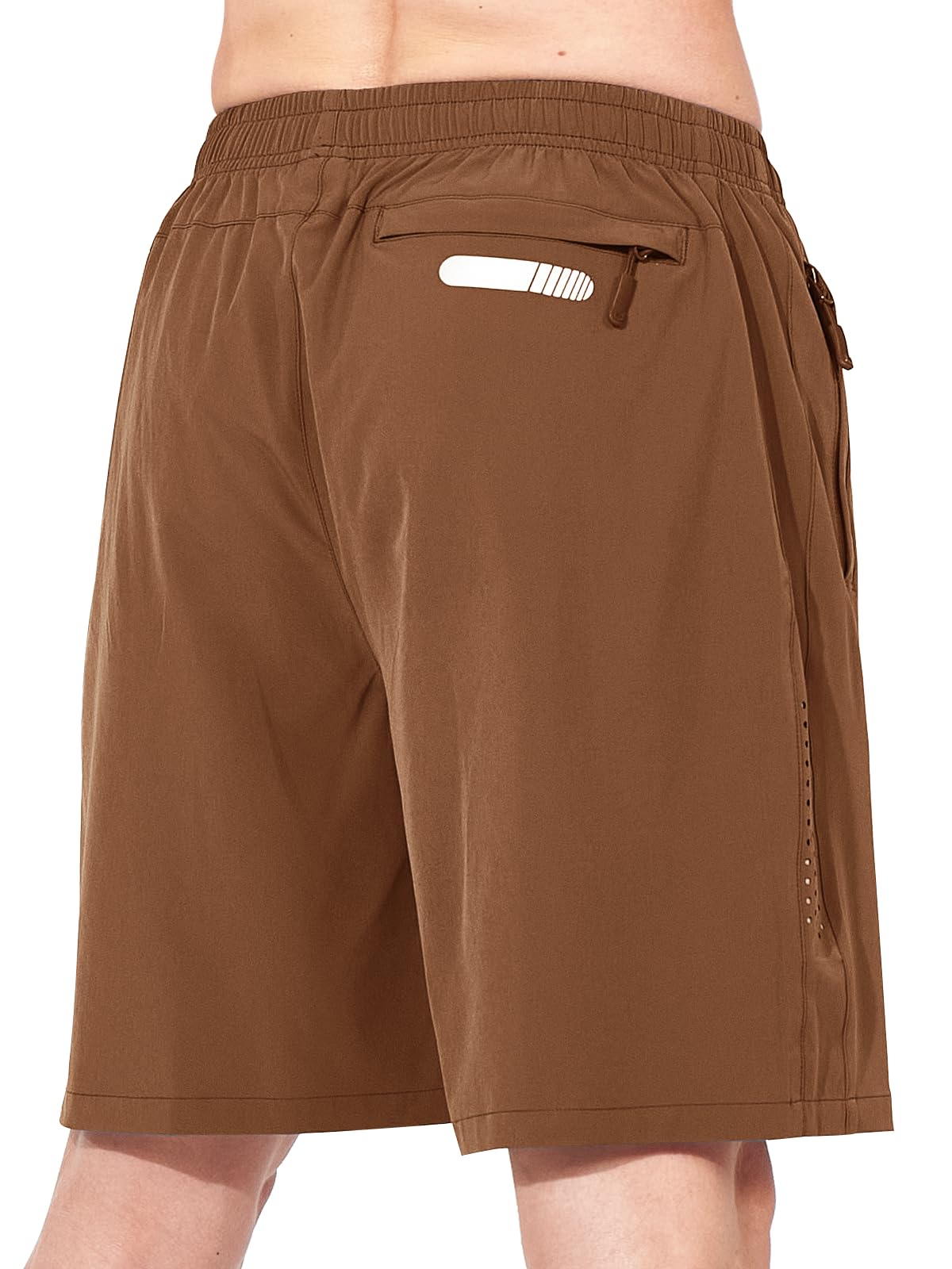NORTHYARD Men's Athletic Running Shorts Gym Workout 7"/9"/5" Quick Dry Lightweight Sports Basketball Tennis 3 Zipper Pockets Brown 4XL