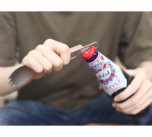 SANTTA Titanium 3-in-1 Camping Spork, Spoon, Fork & Bottle Opener Combo Utensil for Hiking and Travel