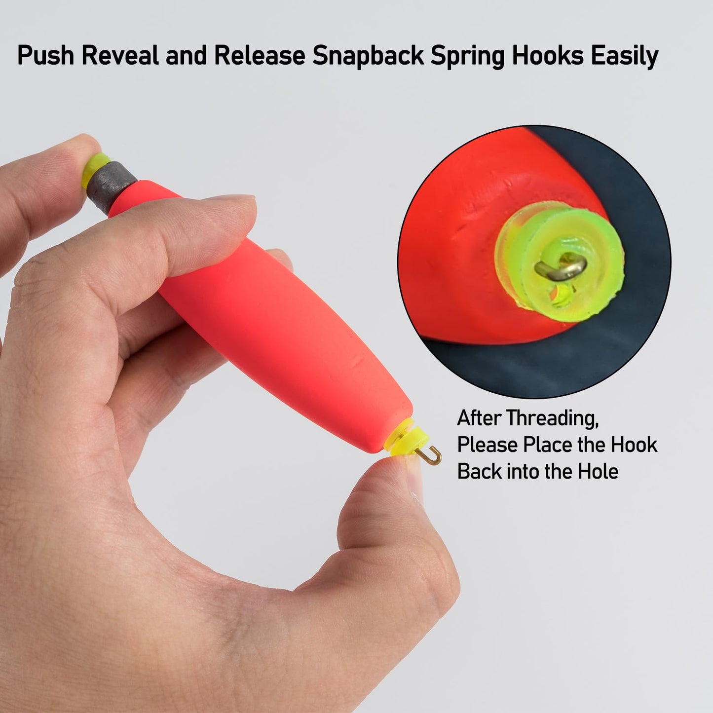 Alwonder 10-Pack Fishing Bobbers Floats, Weighted Bobbers for Fishing Cigar EVA Foam Snap-on Floats Corks Floaters Buoys for Crappie Bass Panfish Bluegills Trout S Red&Yellow