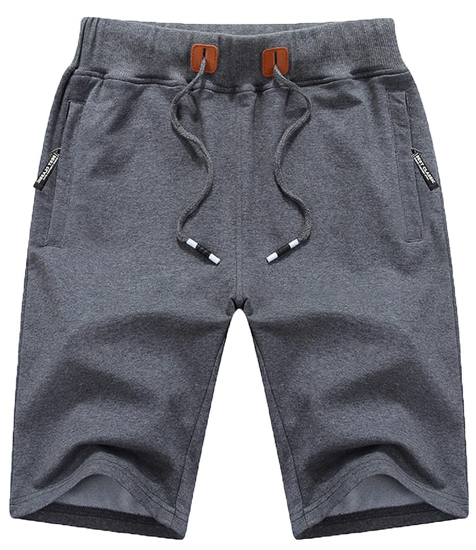 QPNGRP Mens Shorts Casual Drawstring Zipper Pockets Elastic Waist Darkgray 34