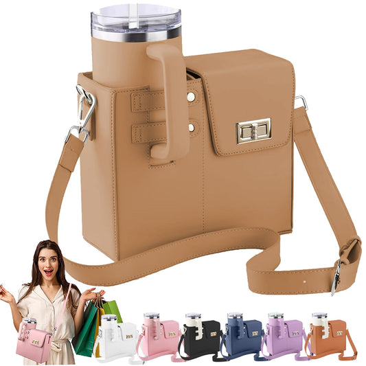 2025 New Stanley Purse Cup Holder Bag Crossbody Water Cup Storage Bag Portable Cups Purses Stanley Cup Purse Holder 40 Oz (Khaki)