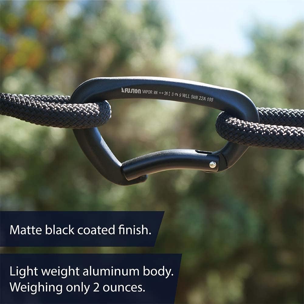 FUSION Climb Vapor III Military Tactical Matte Edition Aluminum Straight Gate Key Nose Modified D Carabiner Black, Hunting Carabiner (FP-8122-3ST-BLK)