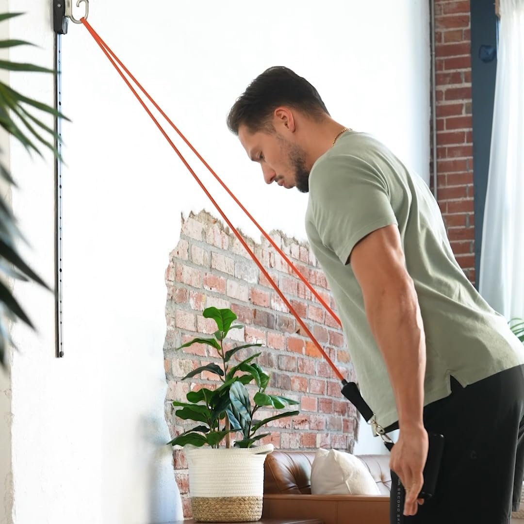 Space Saver Gym Resistance Bands Exercise Equipment for at Home Fitness Workout | Resistance Band Wall Anchor for Kinetic Bands with 1 Rail, 1 Rail Car