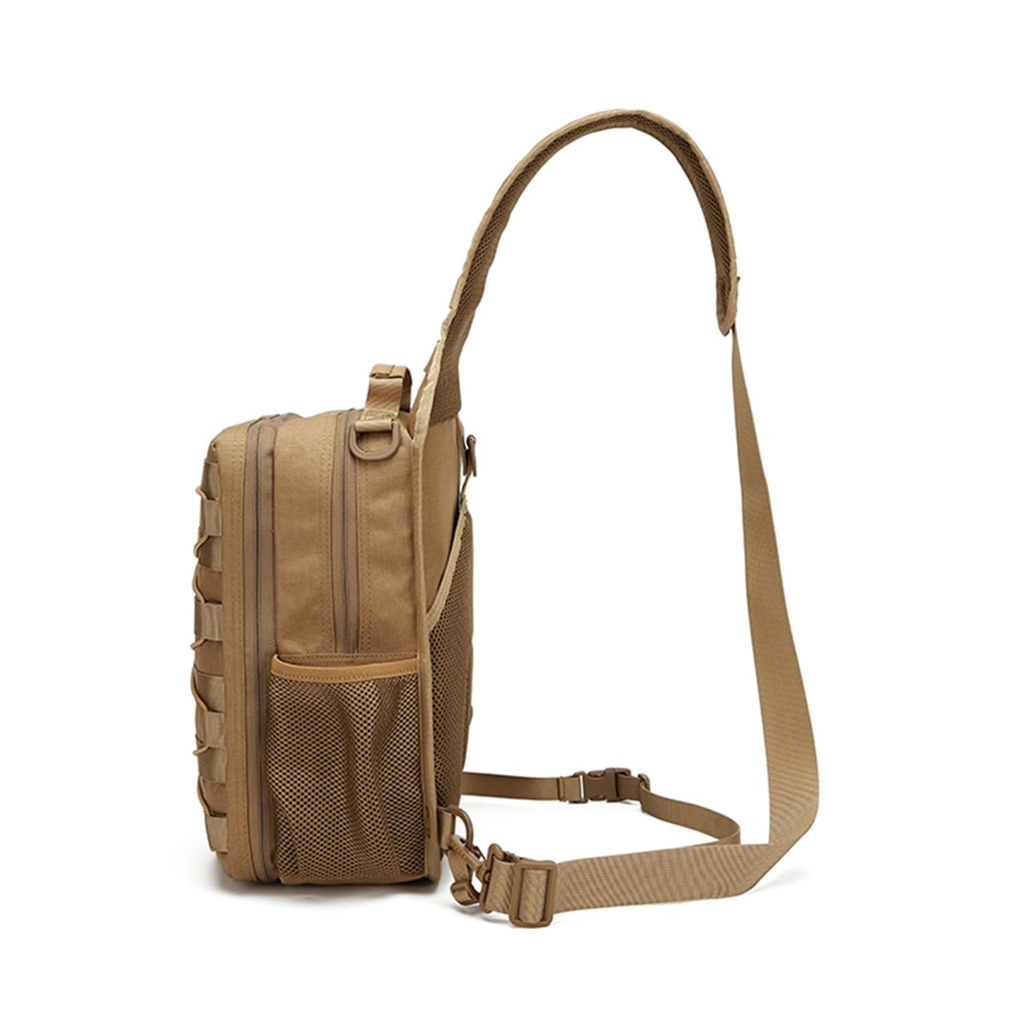Generic Tactical molle Single Shoulder Bag - Large Capacity Multi-functional Backpack for Daily Using or Hiking, Traveling (Tan), Black