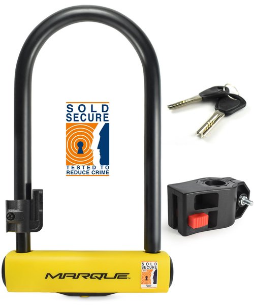 MARQUE U Lock Heavy-Duty Anti-Theft Bicycle Lock, 16mm Shackle with Mounting Bracket and 2 Keys, for Mountain, Electric, Folding Bike, Scooter