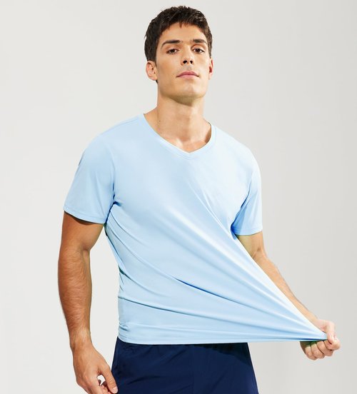 Haimont Running Shirts for Men Dry Fit Lightweight Moisture Wicking Tee Shirts UPF 50+ for Workout Athletic, Light Blue, X-Large