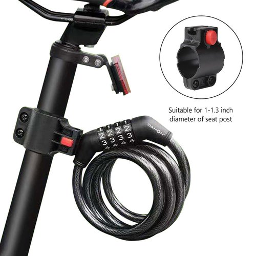 Hidoes Premium Bike Lock, 48 Inches Bike Cable Lock, Durable 4 Digit Resettable Combination Coiling Bicycle Lock, Heavy Duty Anti Theft Cable Locks with Mounting Bracket, 1/2 Inch Diameter