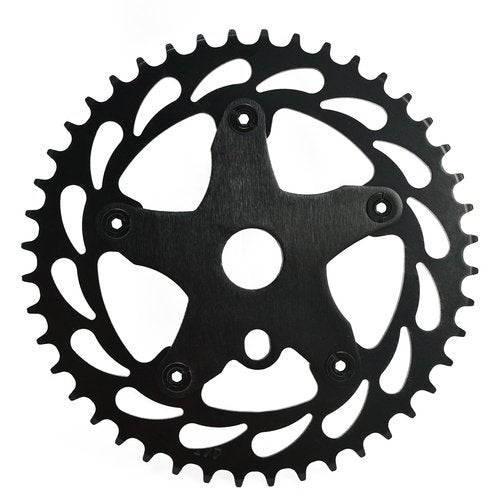 WFS Helix Chainring w/Spider Sprocket 44T 1/8" 110mm BCD 5 Arm Hole Old School BMX, Black, WFS3064-BO