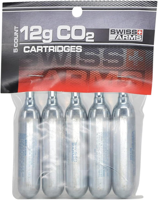 Swiss Arms 12gm CO2 Catridge (5-Pack) , Black, (CO25B)