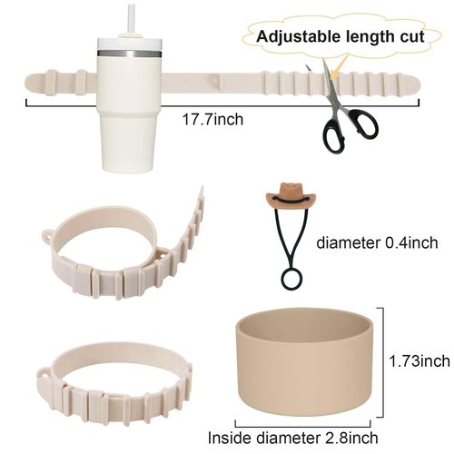 Water Bottle Holder, Water Bottle Sling with Adjustable Shoulder Strap fits for Stanley Quencher H2.0 40oz 30oz Tumbler with Handle, for Stanley Cup Water Bottle Sports Gym Camping Walking(Beige)