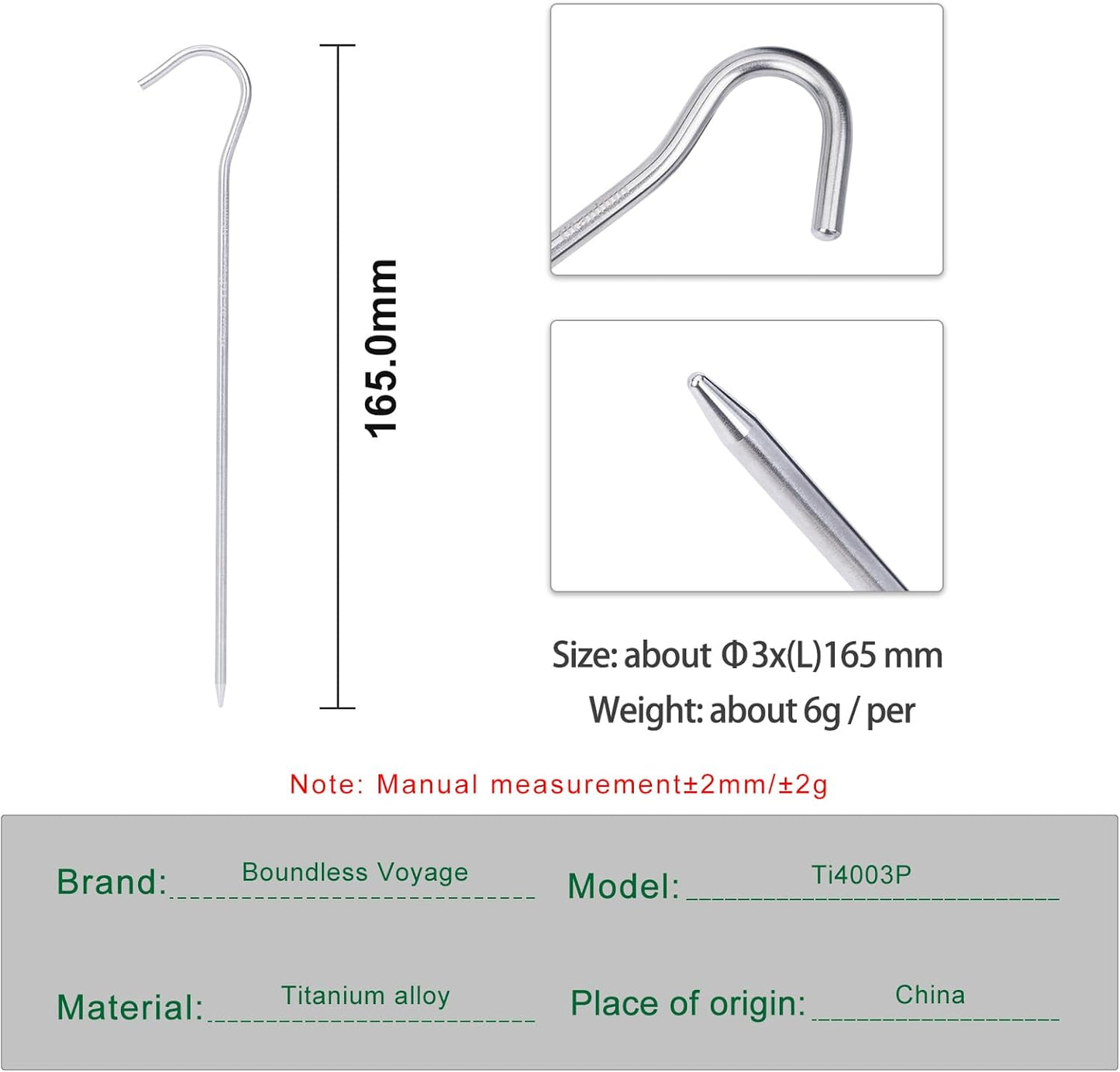 iBasingo Titanium Alloy Pegs Camping Tent Pegs Portable Elbow Grass Nail Tent Hardware