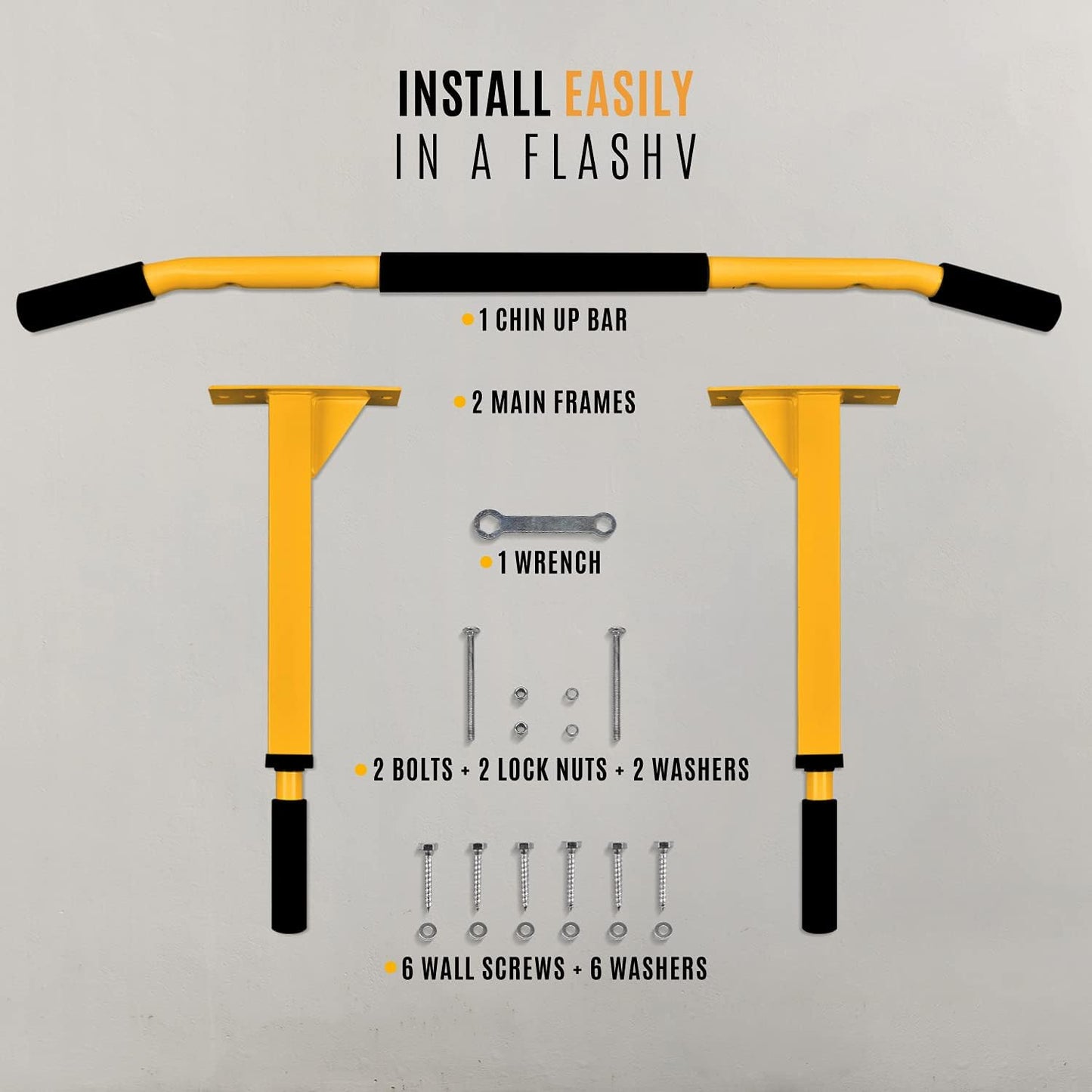 Yes4All Pull Up Bar Wall Mounted - Multifunctional Wall Mounted Pull Up Bar for Home Gym Workout Strength Training Equipment