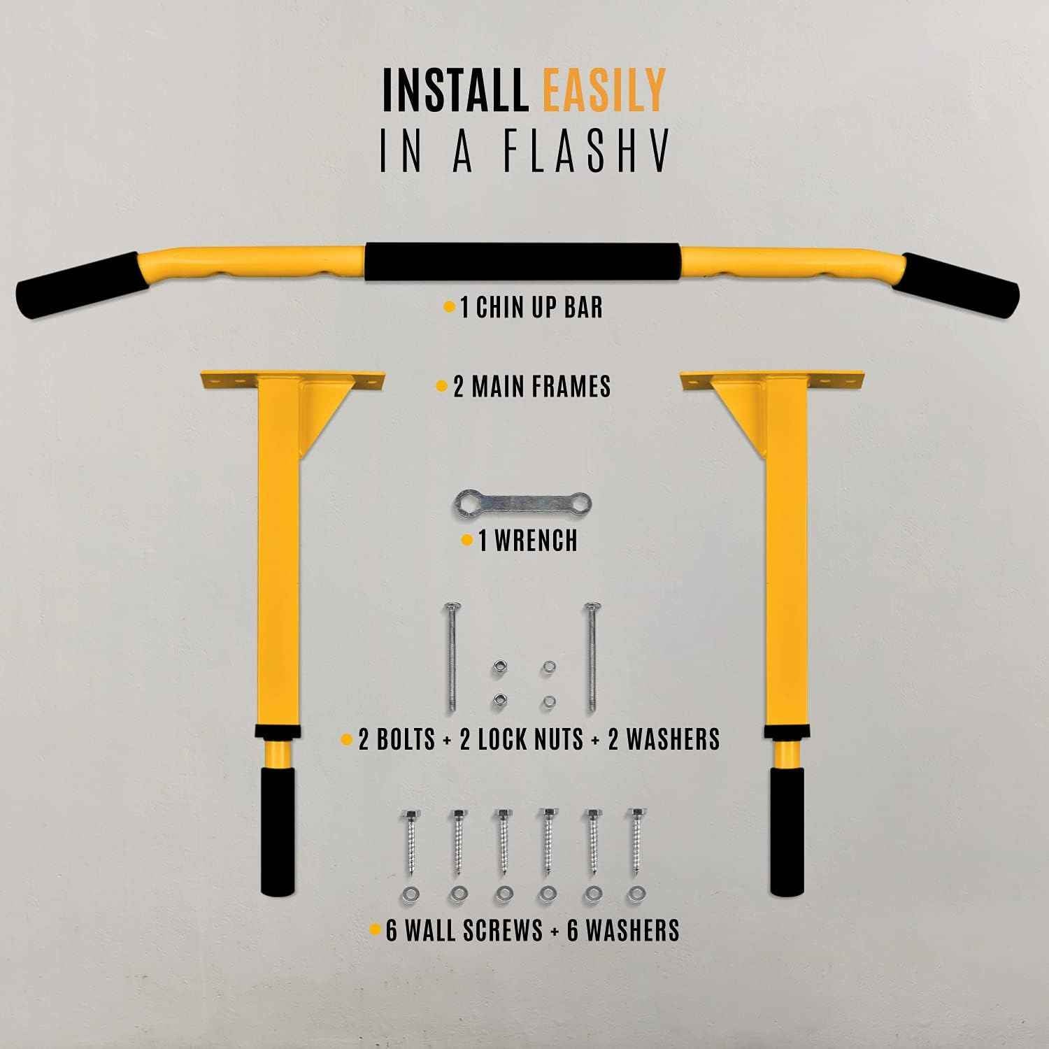 Wall Mounted Pull Up Bar - Multifunctional Home Gym Strength Training Equipment