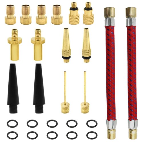 DaKuan 26-Piece Brass Bike Valve Adapter Kit | Heavy-Duty Presta to Schrader Converter with Air Hose Nozzles | Universal for Bicycle Pumps, Motorcycles, Air Mattresses & Sports Balls