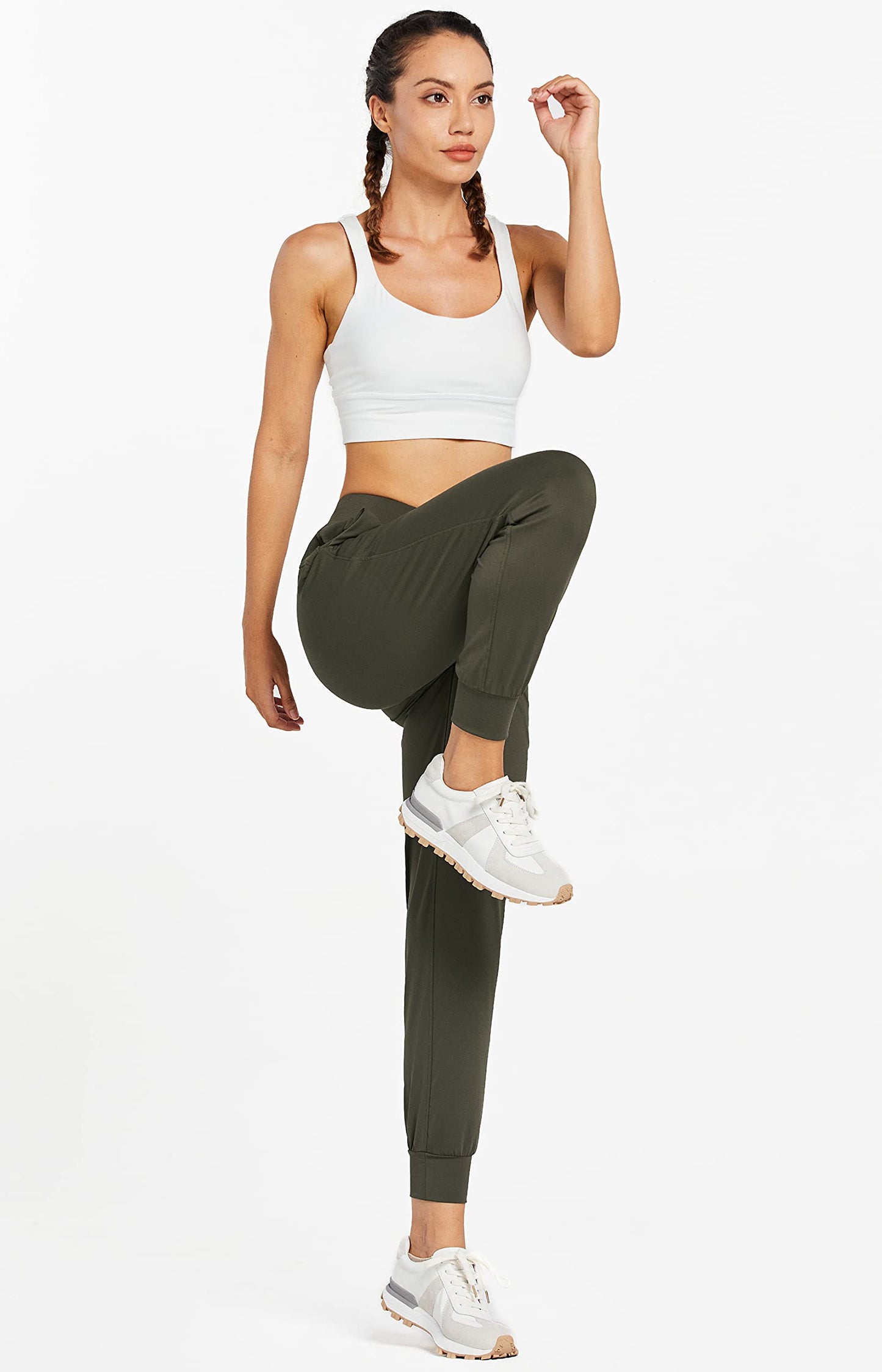 Libin Women's Joggers Pants Athletic Sweatpants with Pockets Running Tapered Casual Pants for Workout,Lounge, Olive Green L
