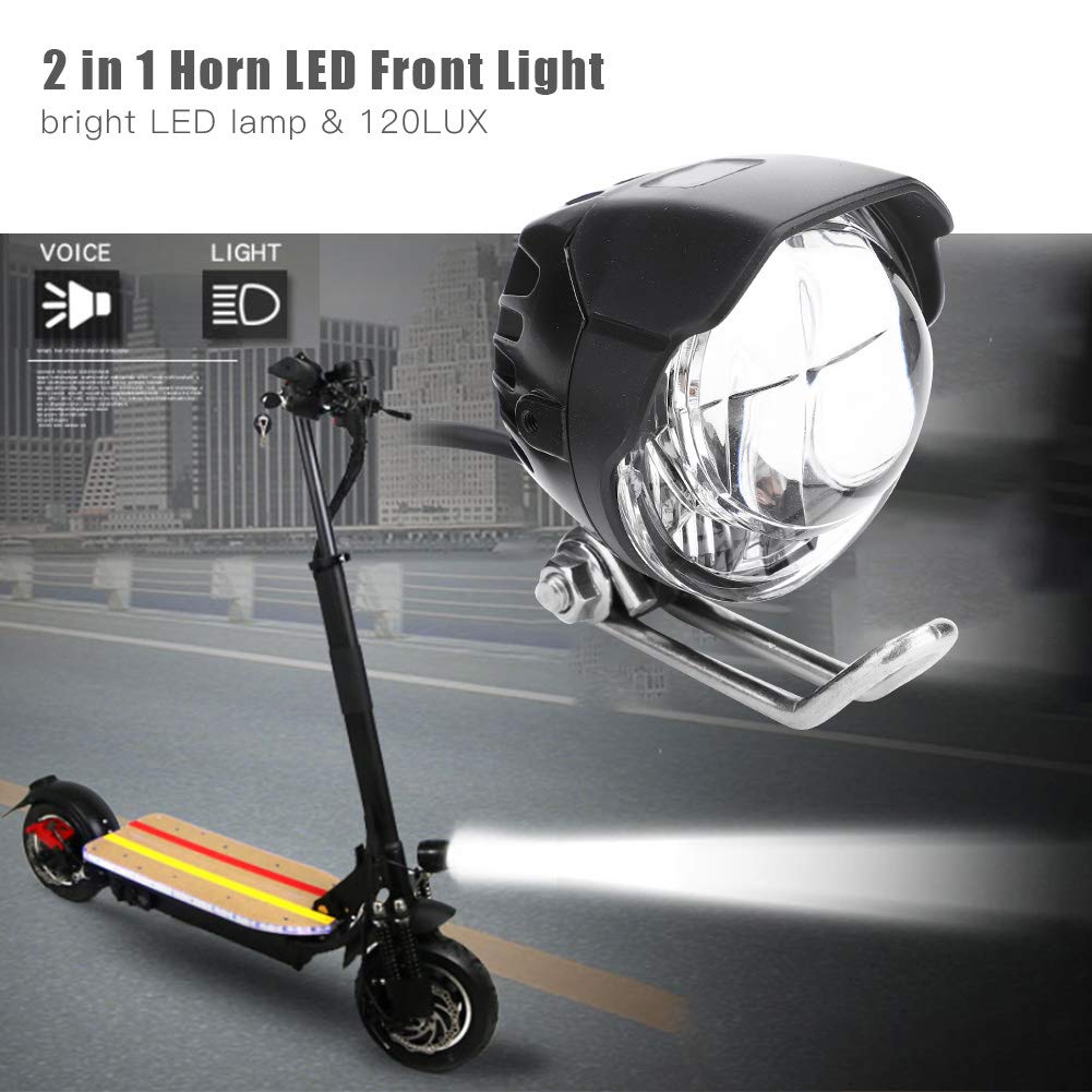 Horn Light, 12V-80V 2 in 1 Horn LED Electric Front Light for Electric Bike, Scooter, Etc