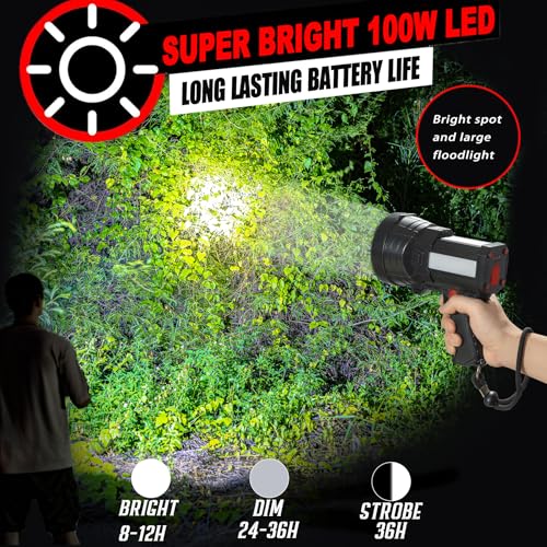 Rechargeable LED Spotlight with Red Lens, 2000 Lumens, 10,000mAh Battery, Tripod Included - Q953-RedLens