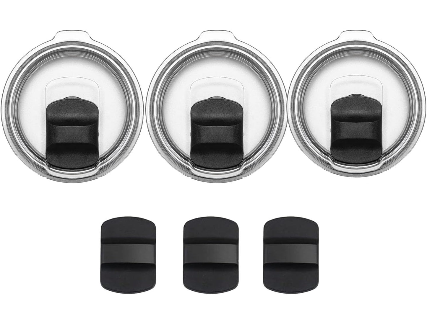 Amazleer 3 Pack 20 oz Magnetic Tumbler Lid with 3 Magnetic Slider Replacement, 20 oz Replacement Lid for Yeti Lids Old Style Rtic Coffee Tumbler, Magneti Spill Proof Tumbler (Black)