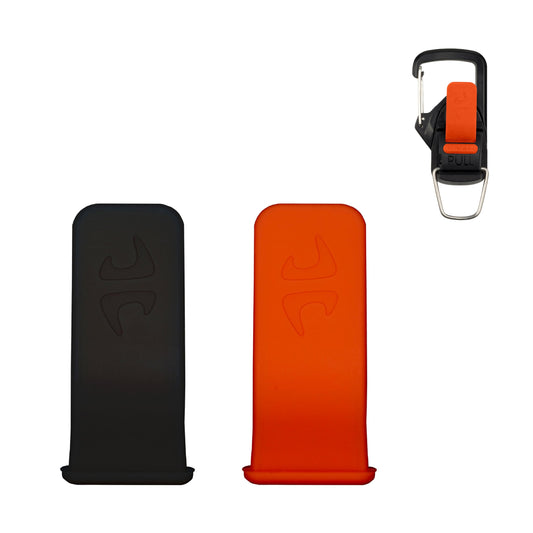 8TIMBER Terra Clip Pull Tabs 2-Pack - Durable Silicone Enhancements or Replacements for FIDLOCK Hook 20 Compatible Gear — Orange and Black