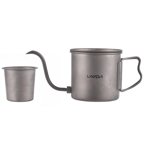 Lixada Titanium Camping Kettle - Coffee Pot with Removable Spout