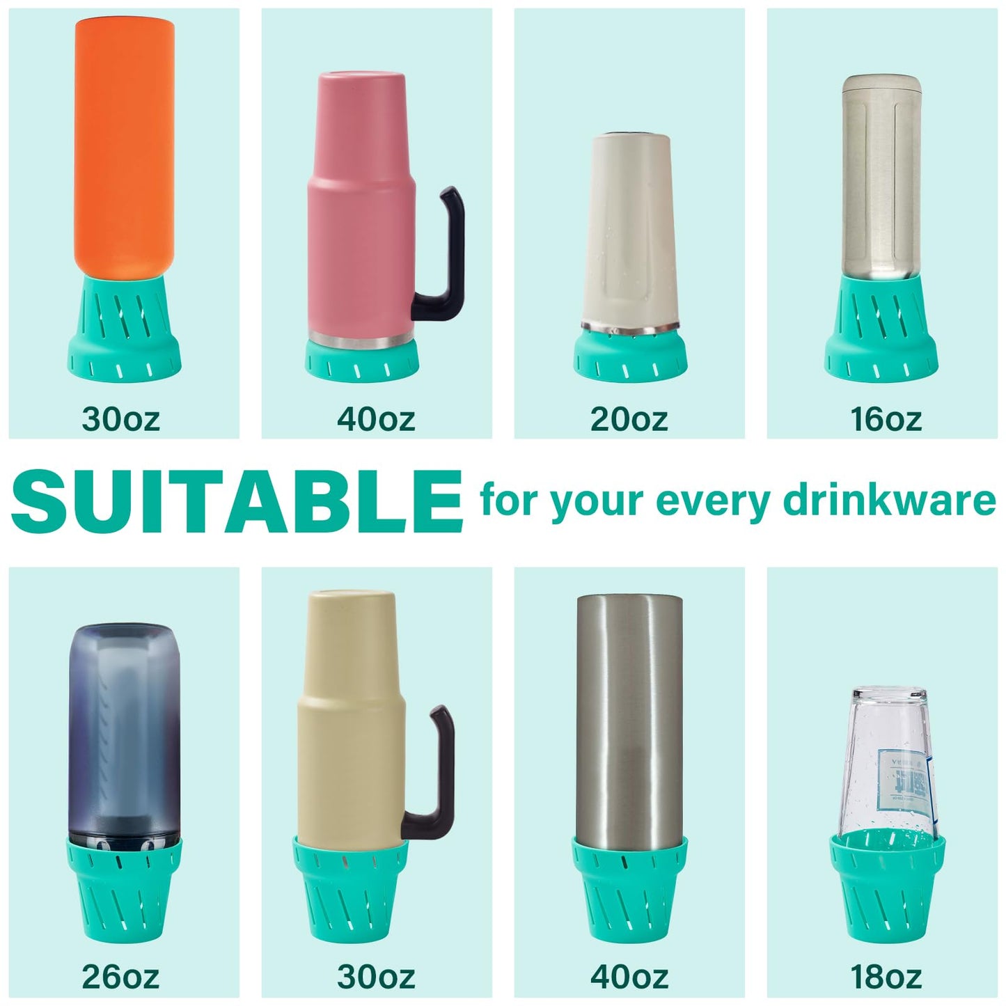 JINIHFW Bottle Drying Rack,Faster Dry Rack Dryer and Coaster for Stanley Cup Accessories,Water Bottle Drying Rack Fits Tumbler, Travel Mugs (Teal,4PACK)