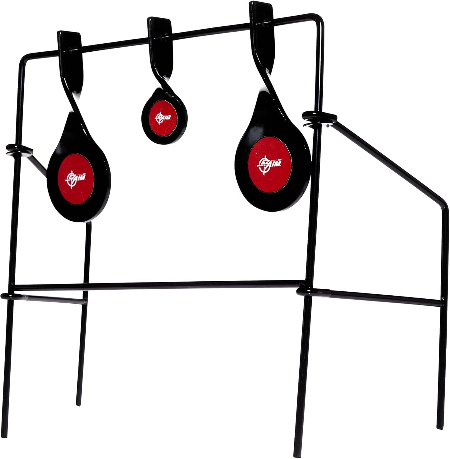 EZ Aim Metallic Triple Spinner Target System, Rimfire .22 Cal. and Air Guns, Shooting Target 12"W x 13"H, Black/Red
