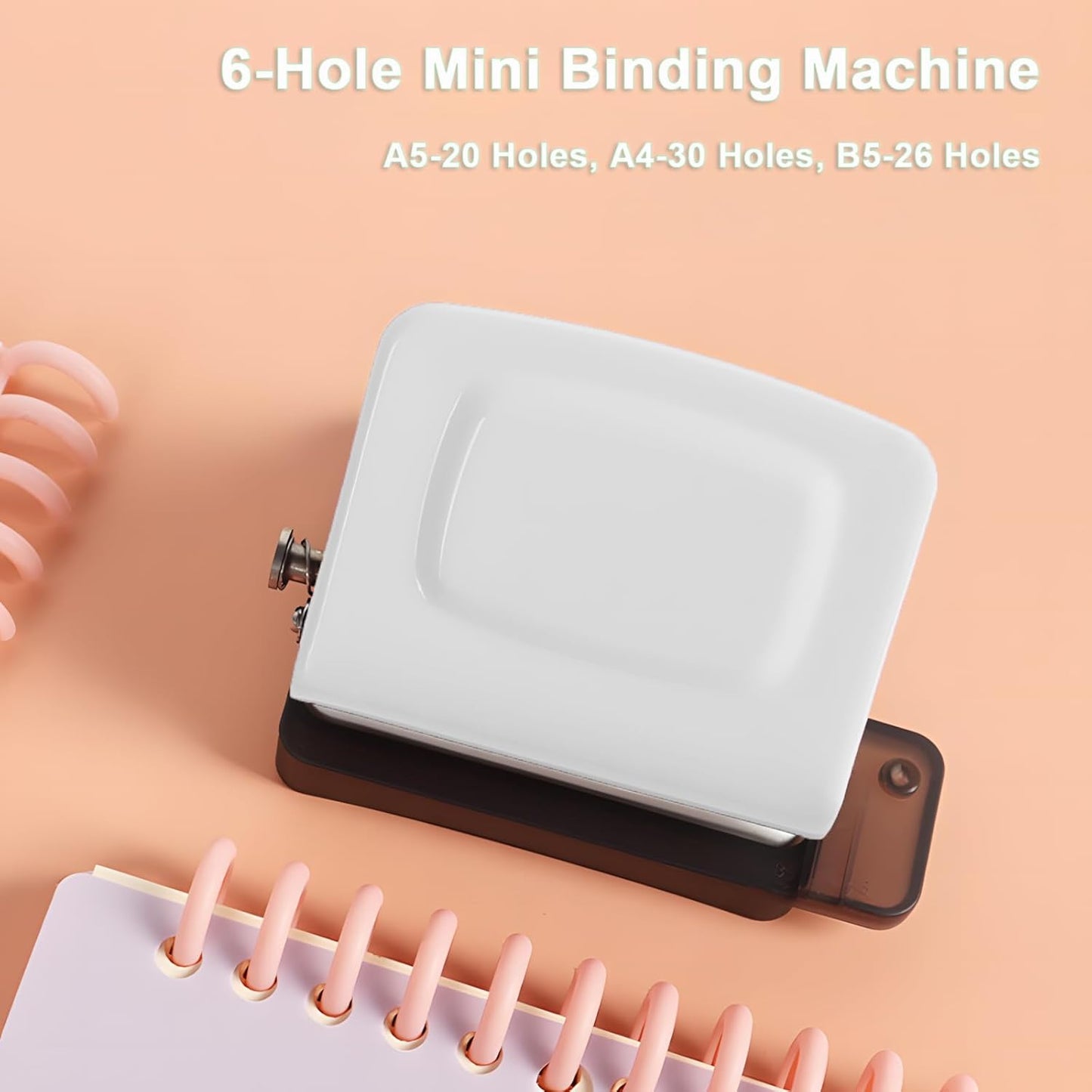 Spiral Binding Machine-Mini 6 Hole Puncher, DIY Creative Book Binder Machine for Planner, Portable A4/A5/B5 Book Loose Leaf Paper Puncher for Coil Bound- Blue