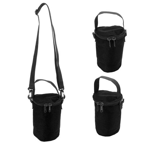 MOUMOUTEN Gas Cylinder Cover, Camping Gas Lamp Lights Handle Bags Double Zipper Portable Propane Tank Carrying Bag Multifunctional Pouch with Shoulder Strap for Camping Hiking(Black)
