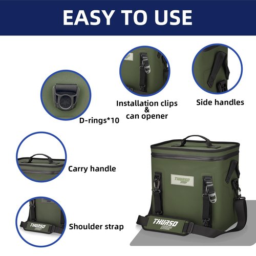 THURSO SURF Soft Cooler 24 Can Portable Ice Cooler Bag — 48 hr Insulation Leakproof & Airtight Waterproof Zipper Floating Beach Cooler for Travel Camping Kayak Paddleboard (Olive)