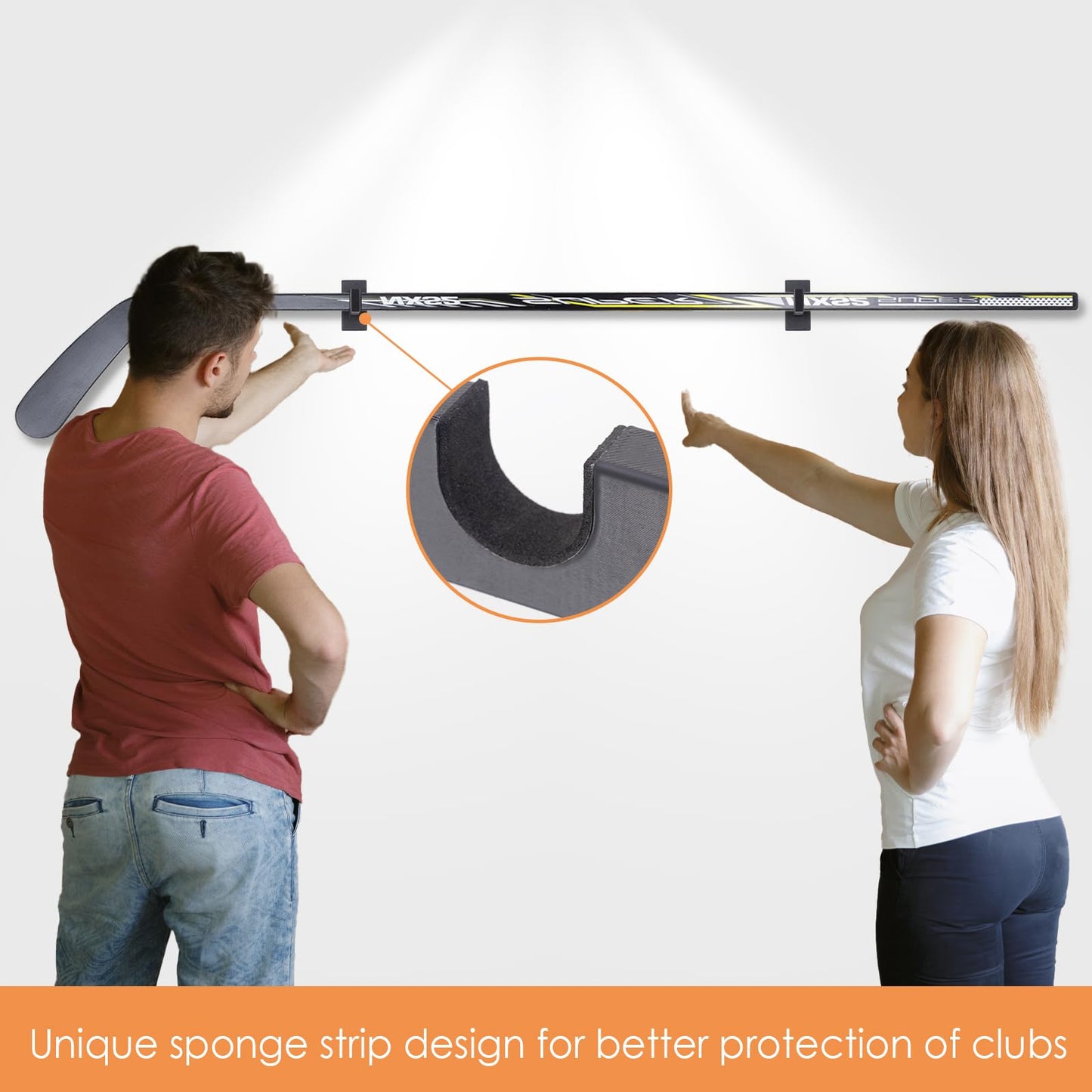 JstFrU 4 Piece Hockey Stick Rack,Wall Mount Hockey Stick Holder,Ice Hockey Stick Hangers for Horizontal Display,Holds 2 Hockey Sticks,Space Saving,Black, RX-3021