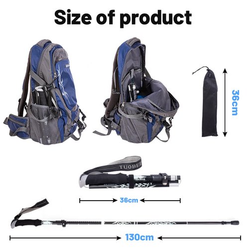 Collapsible Trekking Poles - Walking Poles - Lightweight Folding Hiking Poles for Women Men - Walking Sticks for Hiking Climbing Camping - Adjustable Hiking Sticks with Quick Lock System (Black)