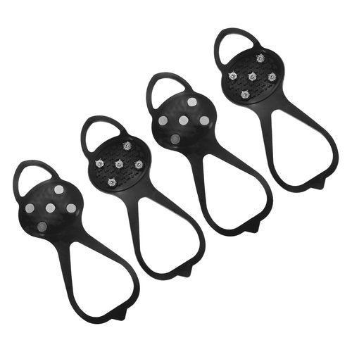 PATIKIL 9.8" Non-Slip Gripper Spikes Claw, 2 Pairs Universal Ice Cleats Shoe Spikes with 5 Tooth Steel Nails for Skiing Walking Shoes, Black