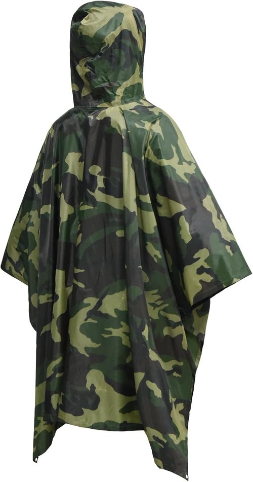 LOOGU Rain Poncho Waterproof Hooded Rain Coat Multi-Use Camo Shelter Ground Sheet for Hunting Camping Hiking