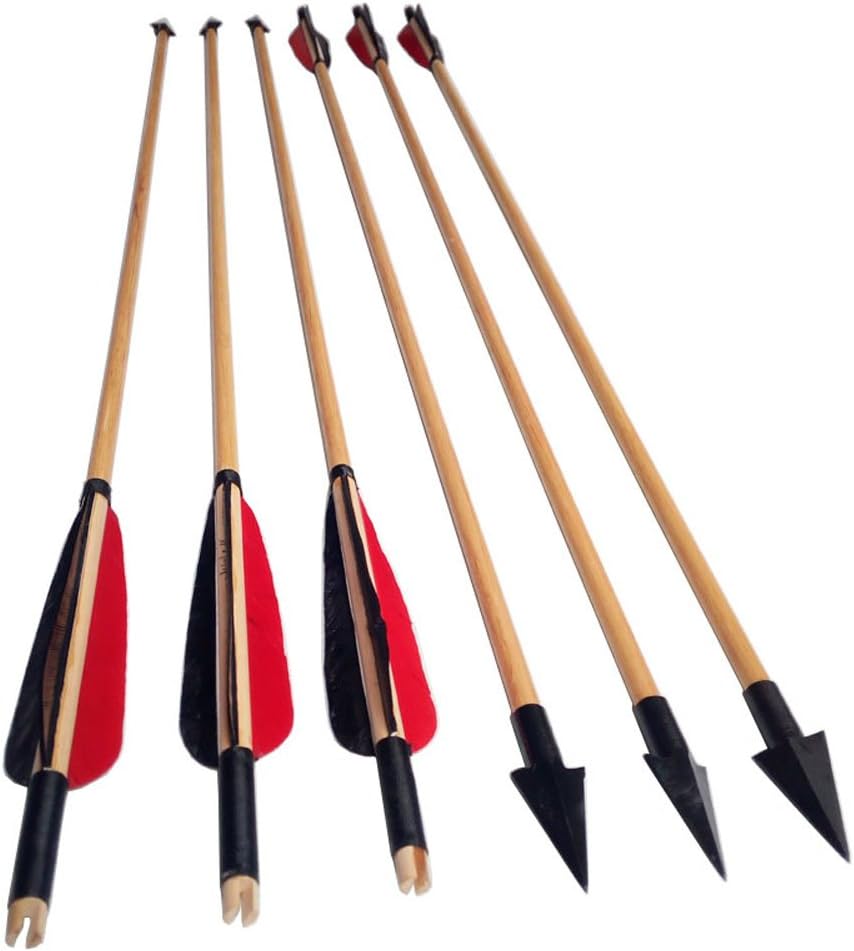 AMEYXGS 6/12pcs 8mm Diameter Metal Traditional Broadheads Archery Glue on Arrowheads for Wooden Bamboo Arrows