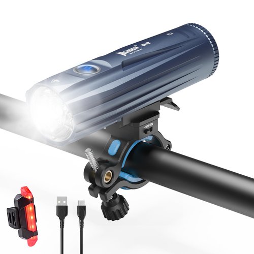 WUBEN B2 Rechargeable Bike Light with Taillight, 1300 High Lumen LED Bike Flash Lights Type-C Rechargeable, Bike Headlight with 6 Modes & IP68 Waterproof for Outdoor, Night Riding(high Endurance)