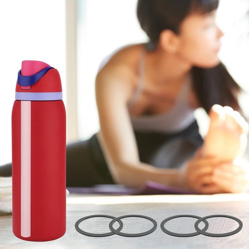 AYWFEY 6 Pcs Water Bottle Gasket Replacement for Owala FreeSip, with Cleaning Brush and Tweezers, Silicone Lid Seal O Ring Replacement Part Accessories Compatible with Owala Stainless Steel Cup, Gray