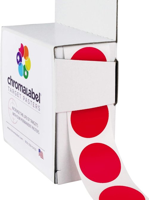 ChromaLabel 1 Inch Permanent Round Target Pasters for Shooting and Marksmanship, 1000 Labels per Dispenser Box
