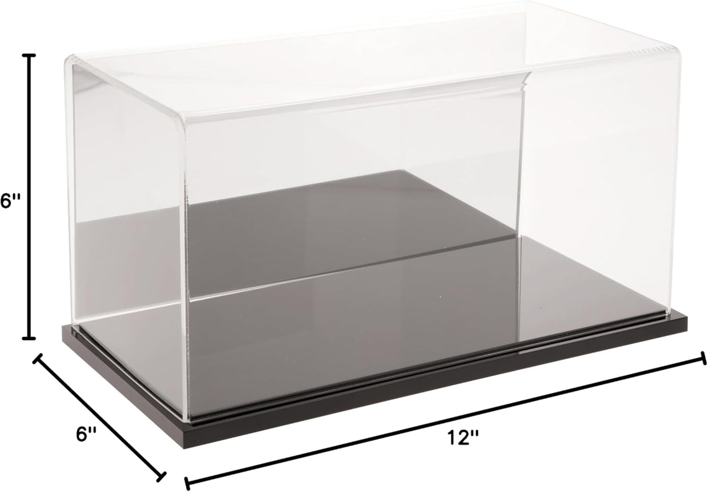 Plymor Clear Acrylic Display Case with Hardwood Base, 12" W x 6" D x 6" H
