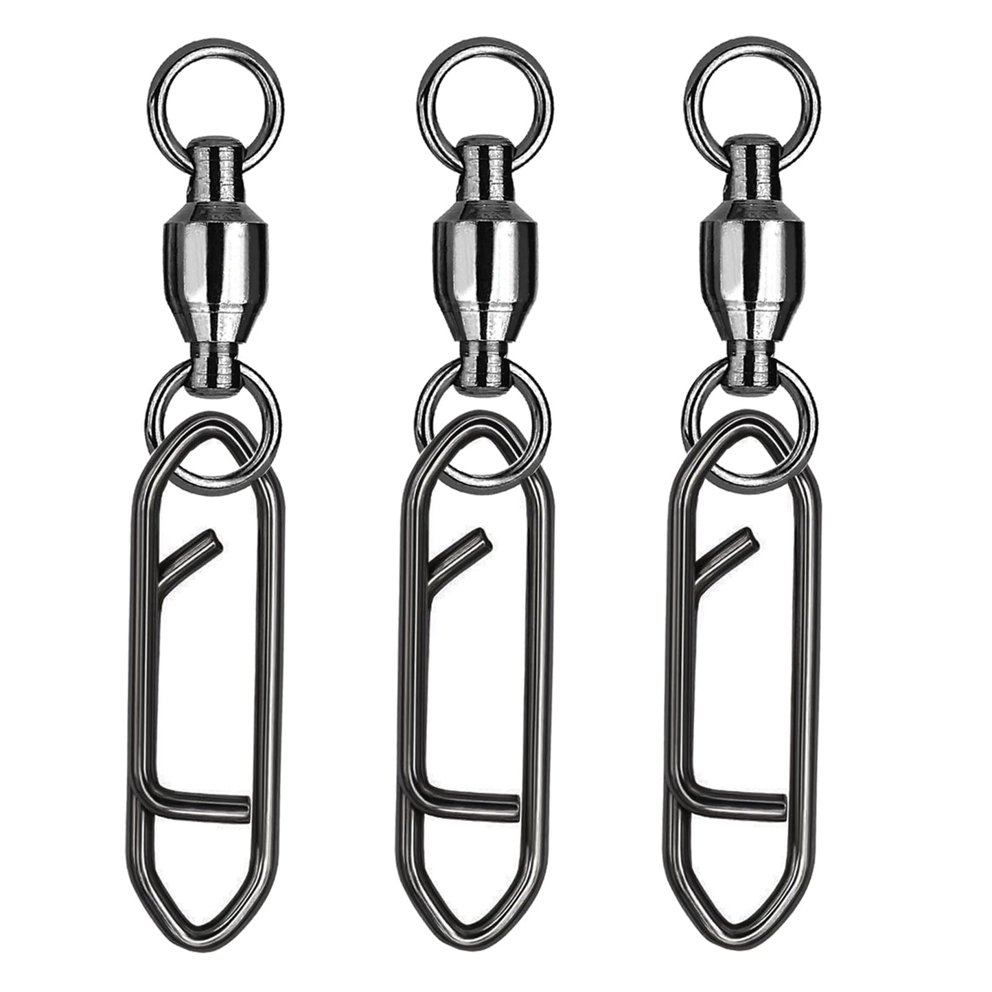 Atibin Snap Connector Fishing Swivels Stainless Bearing Ball Snap Swivels Steel Quick Change Fishing Clips Swivel Black Nickel, 25pcs, 44lbs